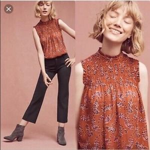 Anthropologie Maeve Darby Tiger Print Blouse Top